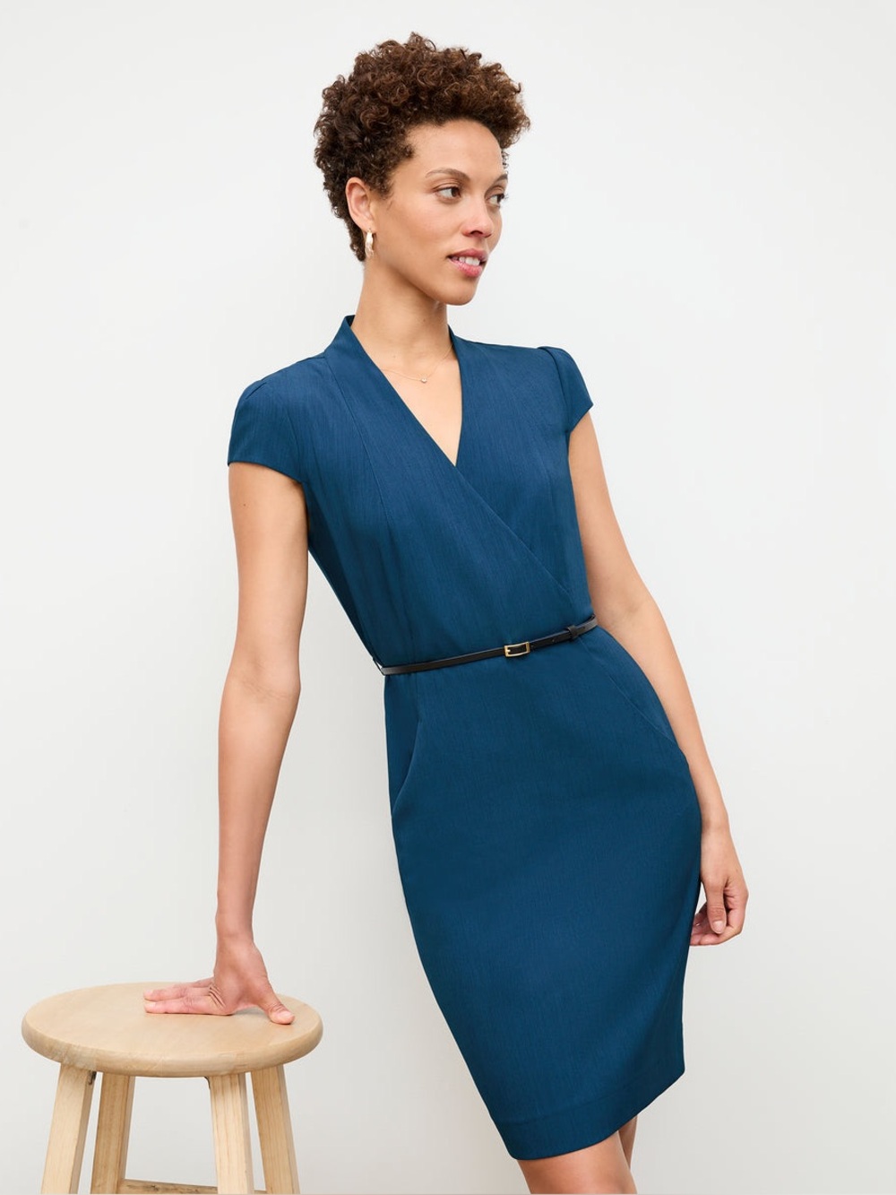 NEW $258 M.M. LAFLEUR Felisa Wrap Dress Deep Teal Size 0 Tailored Missing Belt